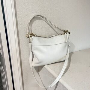 COACH Poppy Perri Hippie Off White Leather Large Crossbody/ Hobo Bag #22421M